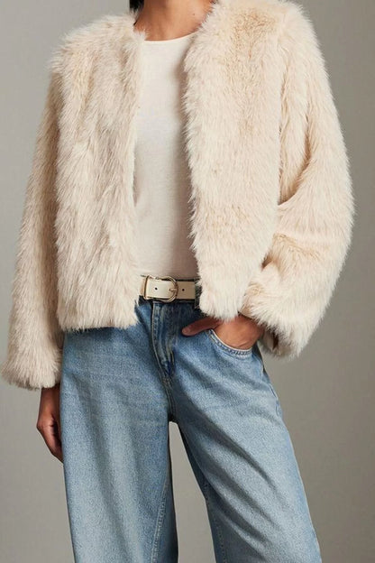 Design Plain Lined Collar Standard Loose Bike Women's Oversize Fur Coat