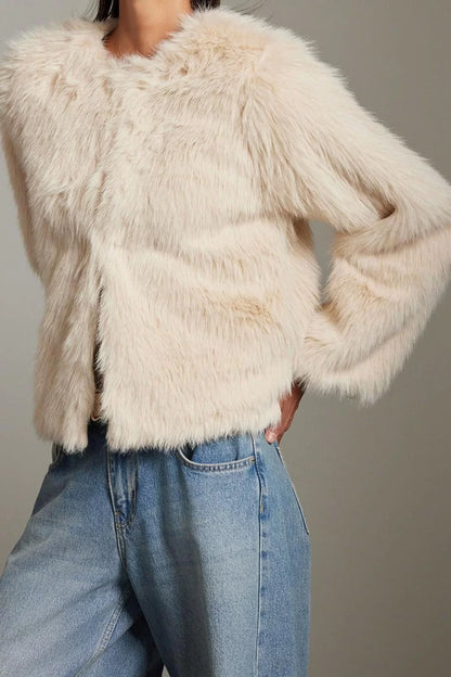 Design Plain Lined Collar Standard Loose Bike Women's Oversize Fur Coat