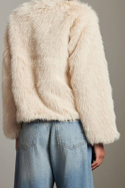 Design Plain Lined Collar Standard Loose Bike Women's Oversize Fur Coat