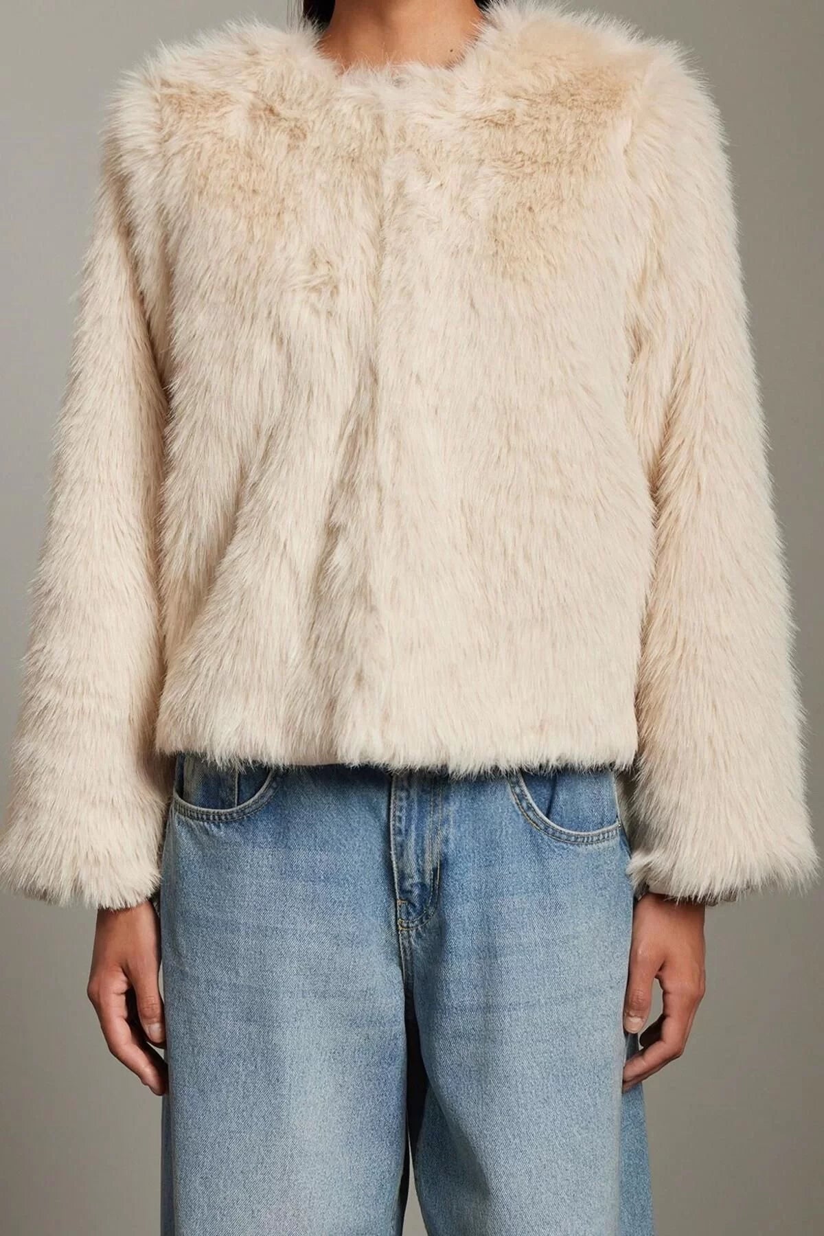 Design Plain Lined Collar Standard Loose Bike Women's Oversize Fur Coat