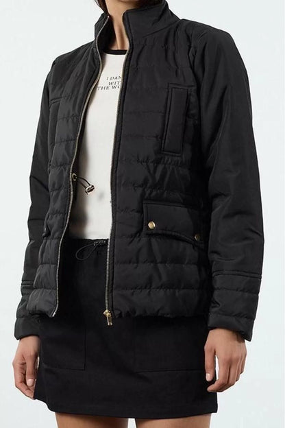 Design Plain Lined Collar Standard Regular Upright Women's Regular Water Repellent Quilted Puffer Jacket