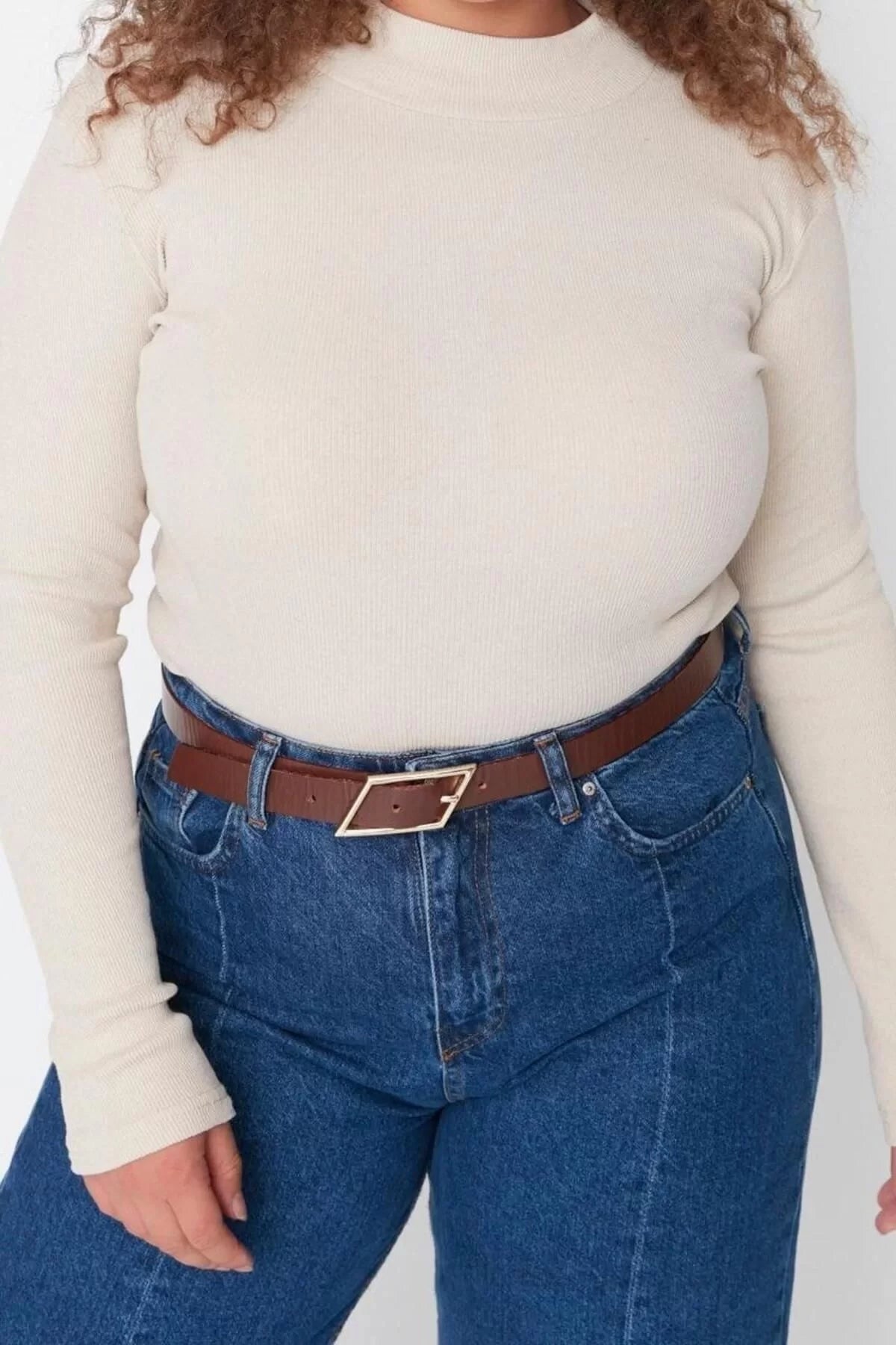 Fashion Plus Size Stand Collar Knitted Fit Plain Pattern Casual Daily Regular Long Sleeve Blouse