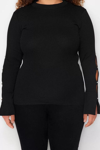 Fashion Plus Size Turtleneck Knitwear Fit Plain Pattern Casual Daily Regular Long Sleeve Blouse