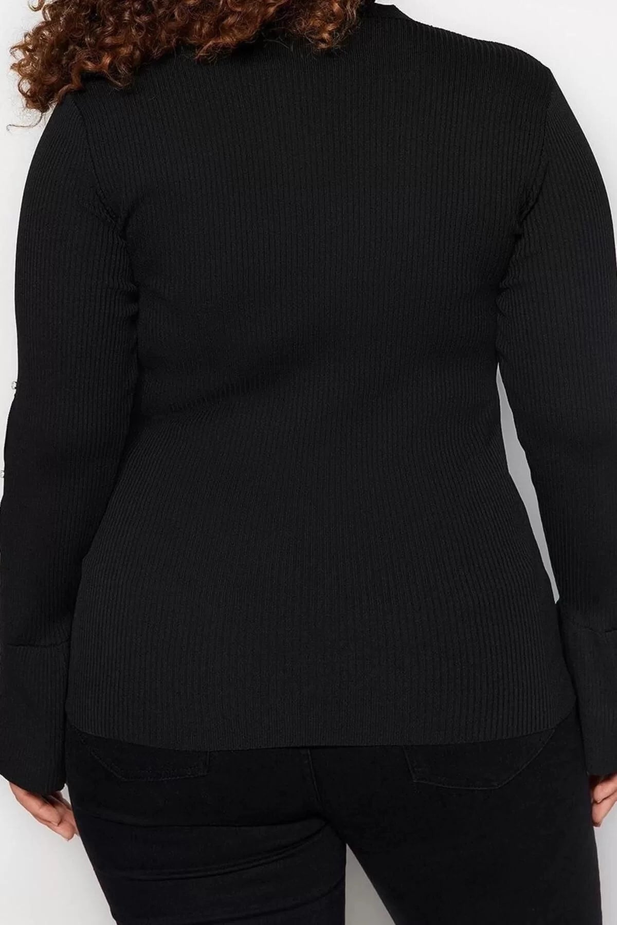 Fashion Plus Size Turtleneck Knitwear Fit Plain Pattern Casual Daily Regular Long Sleeve Blouse