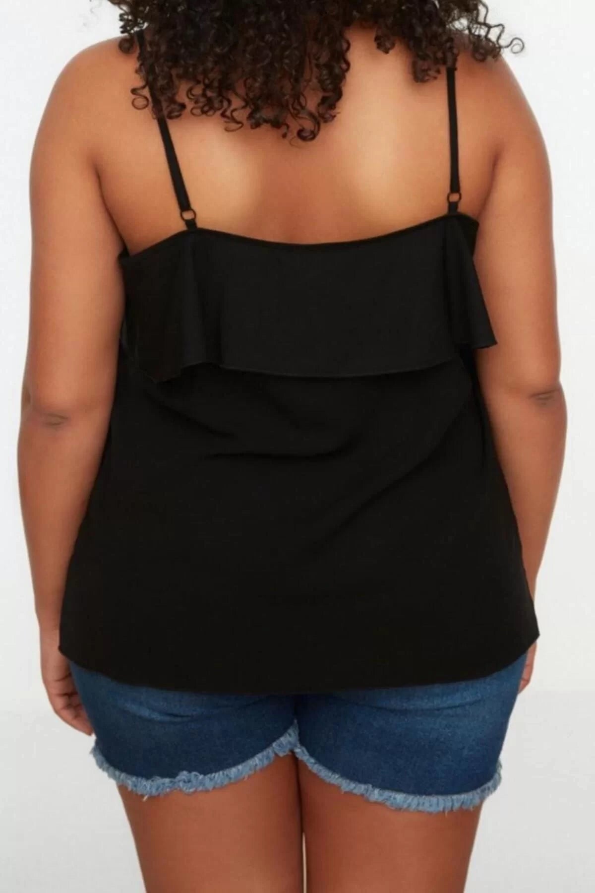 Fashion Plus Size V Neck Woven Regular Plain Pattern Casual Daily Regular Strappy Sleeve Blouse