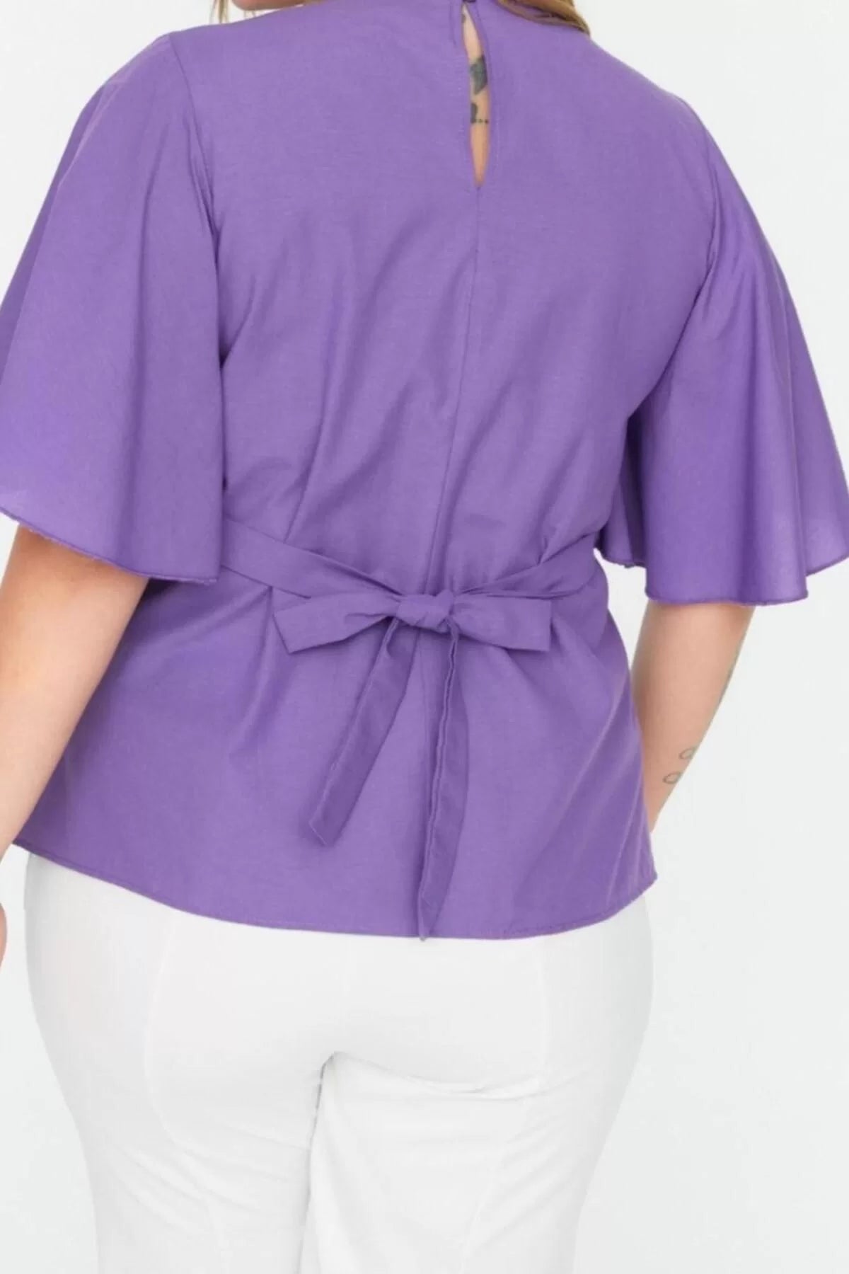 Fashion Plus Size Crew Neck Woven Regular Plain Pattern Casual Daily Regular Short Sleeve Blouse