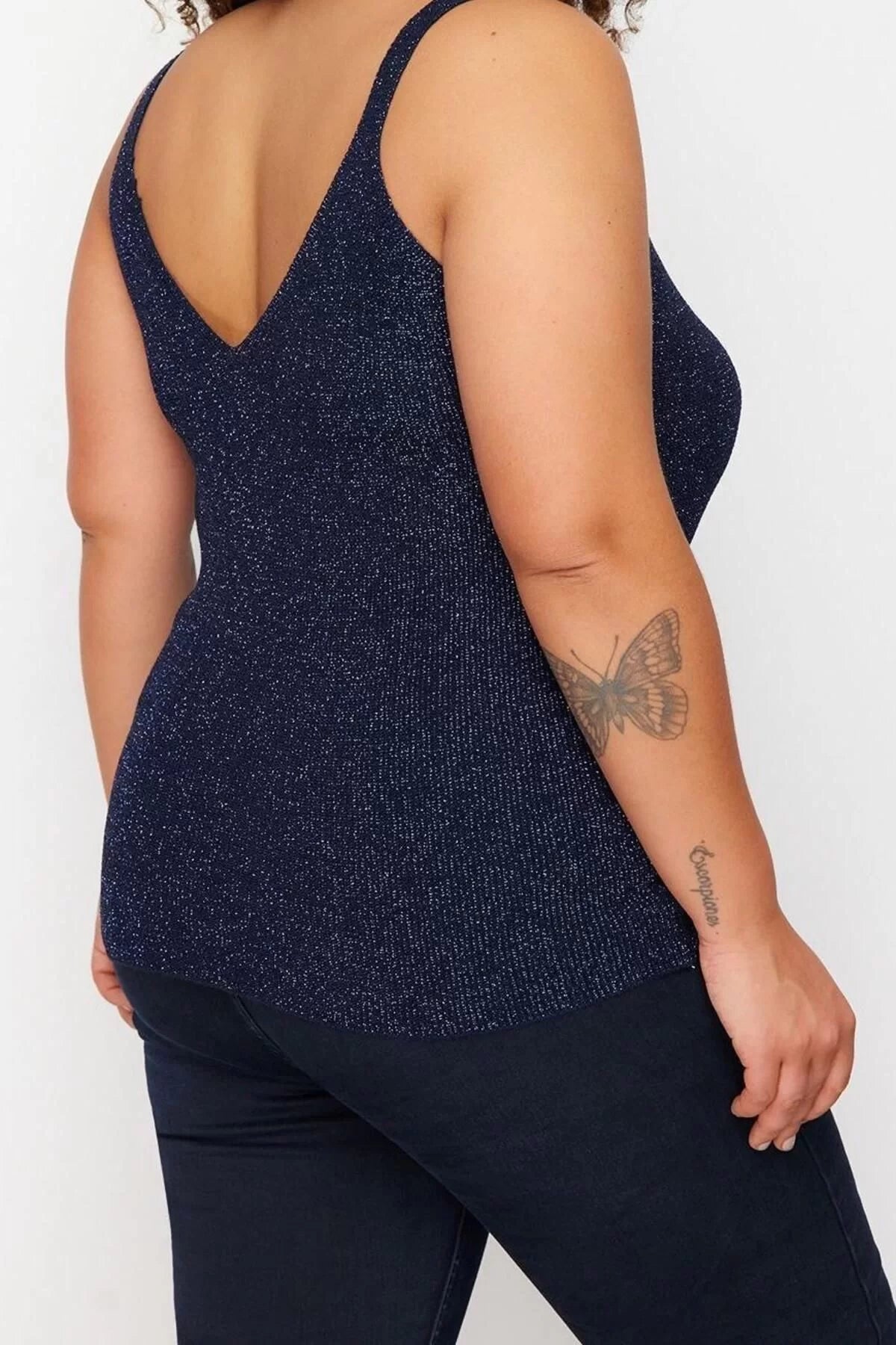 Fashion Plus Size V Neck Knitwear Fit Plain Pattern Casual Daily Regular Sleeveless Blouse