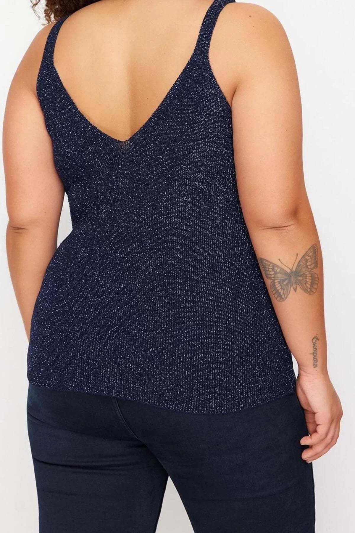 Fashion Plus Size V Neck Knitwear Fit Plain Pattern Casual Daily Regular Sleeveless Blouse