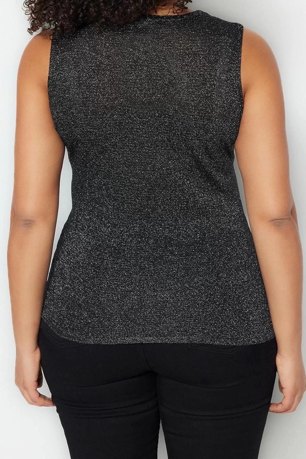 Fashion Plus Size Crew Neck Knitwear Fit Plain Pattern Casual Daily Regular Sleeveless Blouse