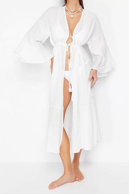 Fashion Woven Oversize Pattern Long Shawl Collar Standard Sleeve Shally Basic Plain Pattern Kimono Kaftan