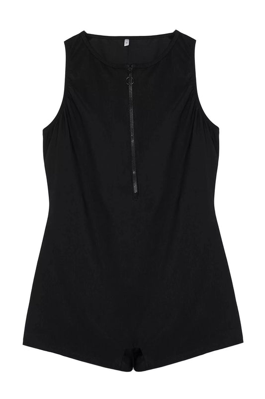 Plus Size Throw Cap Sleeveless Halter Neck Black Halter Neck Sleeveless Knitted Swimsuit