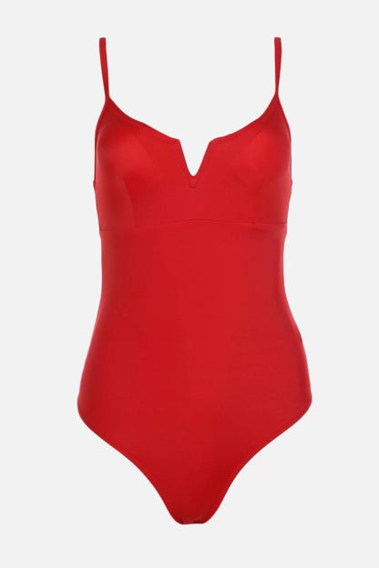 Women Fashion Throw Cap Strap Brazilian Collar Red Regular Swimsuit