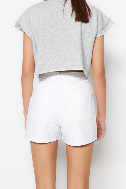 Fashion Denim High Waist Skinny Leg Casual White Denim Shorts