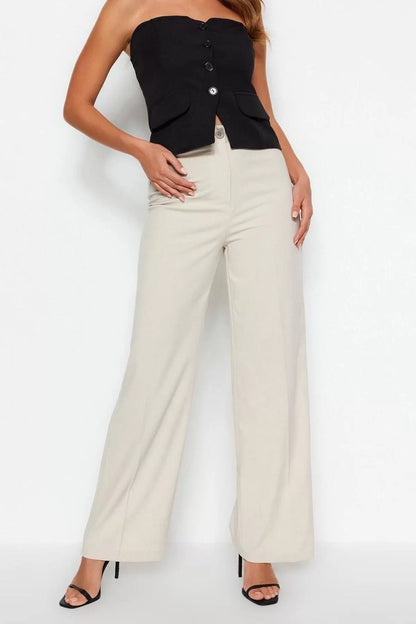 Women's New Fashion Wide Leg Long Length Woven Wide Leg Wide Leg High Waist Trousers