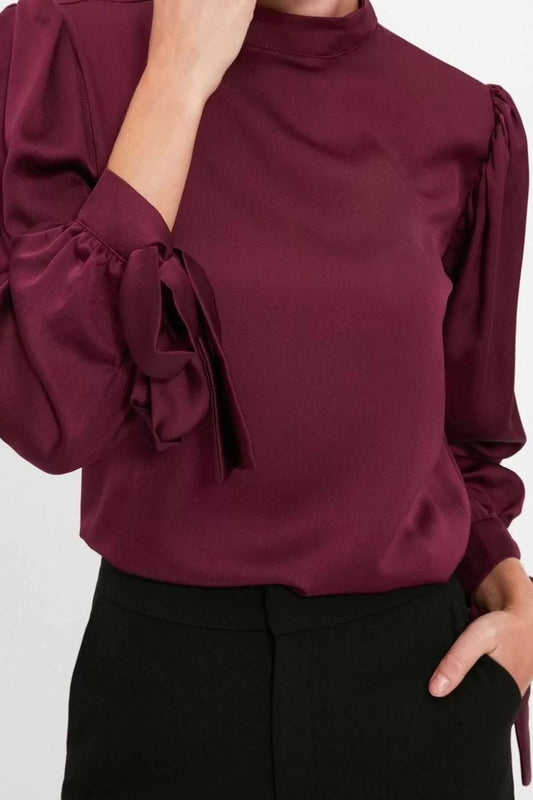 Style Women's Tie Detail Blouse Regular Woven Regular Pattern