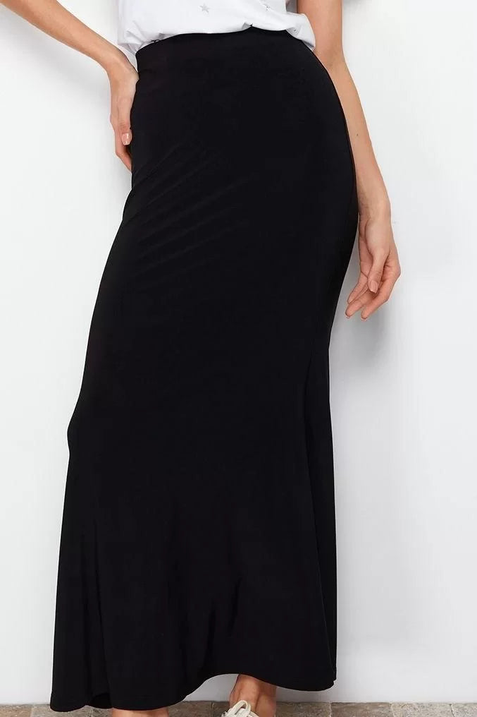 Fashion Regular Plain Pattern Daily Maxi Length Body-Fitting Fish Shape Flexible Maxi Skirt