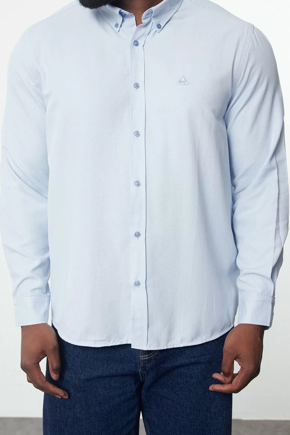 Fashion Men's Plus Size Button-down Collar Embroidered Casual Regular Fit Embroidered Smart Oxford Cotton Shirt