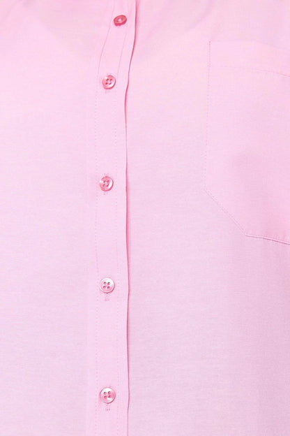 Fashion Women Plus Size Shirt Collar Plain Pattern Casual Boyfriend Woven Shirt