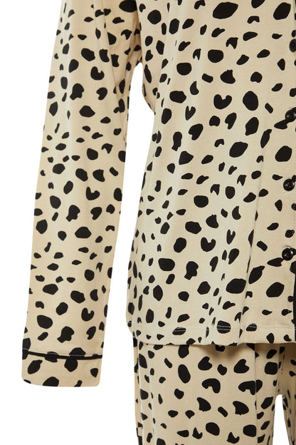 Stylish Comfortable Plus Size Long Sleeve Tube Animal Patterned Knitted Pajama Set