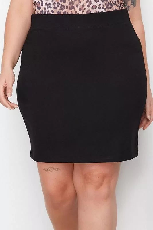 Modern Style Plus Size Unlined Knitted Mini Length Elastic Waist Knitted Skirt