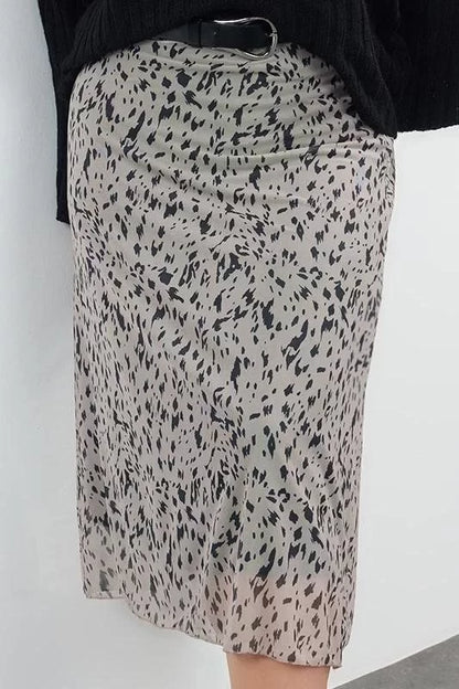 Modern Style Plus Size Unlined Knitted Midi Length Animal Patterned Knitted Skirt