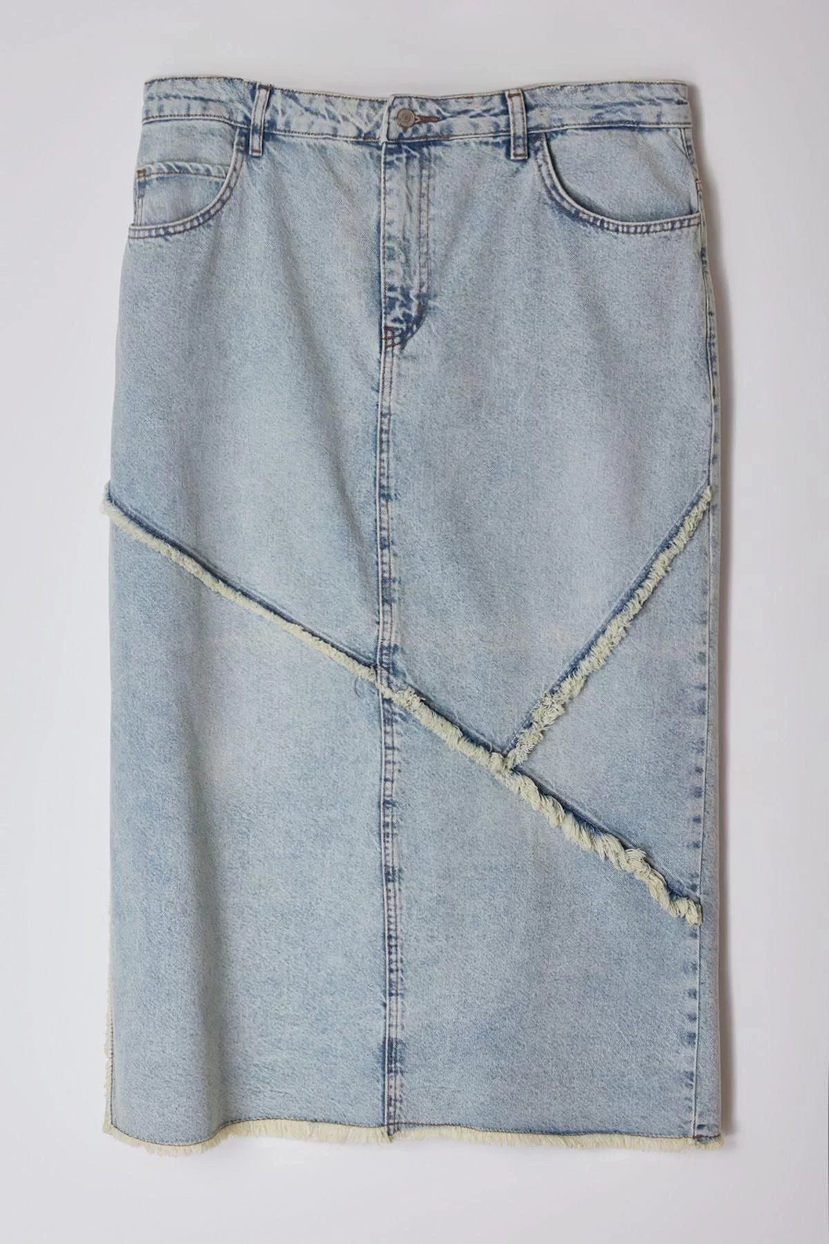 Modern Style Plus Size Unlined Denim Maxi Length Slit Denim Skirt