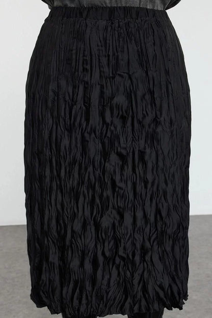 Modern Style Plus Size Unlined Woven Midi Length Woven Skirt