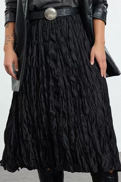 Modern Style Plus Size Unlined Woven Midi Length Woven Skirt