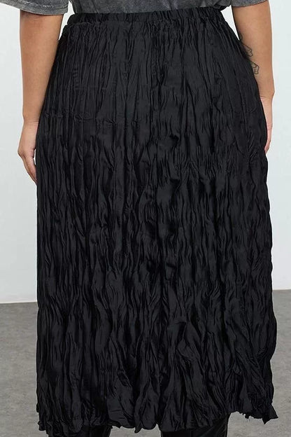 Modern Style Plus Size Unlined Woven Midi Length Woven Skirt