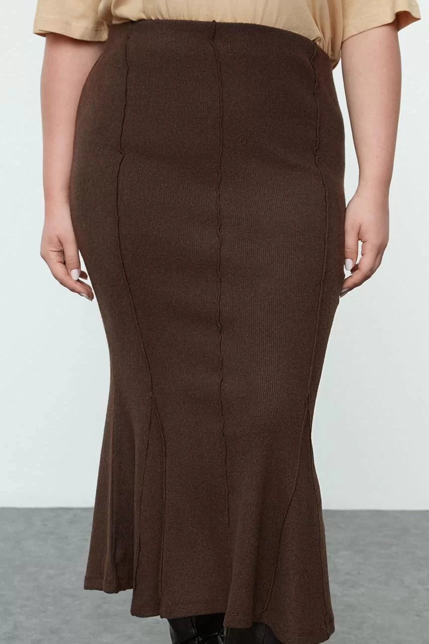 Modern Style Plus Size Unlined Knitted Maxi Length Knitted Skirt