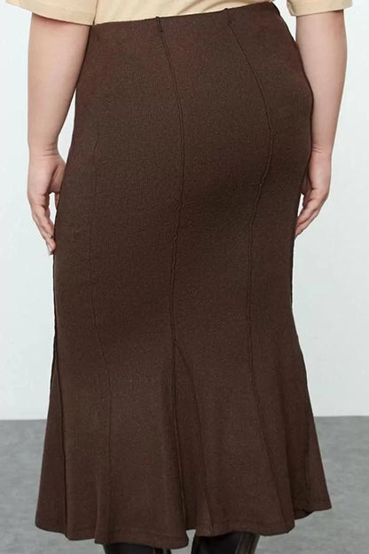 Modern Style Plus Size Unlined Knitted Maxi Length Knitted Skirt