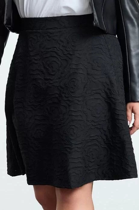 Modern Style Plus Size Unlined Knitted Mini Length Rose Patterned Knitted Skirt