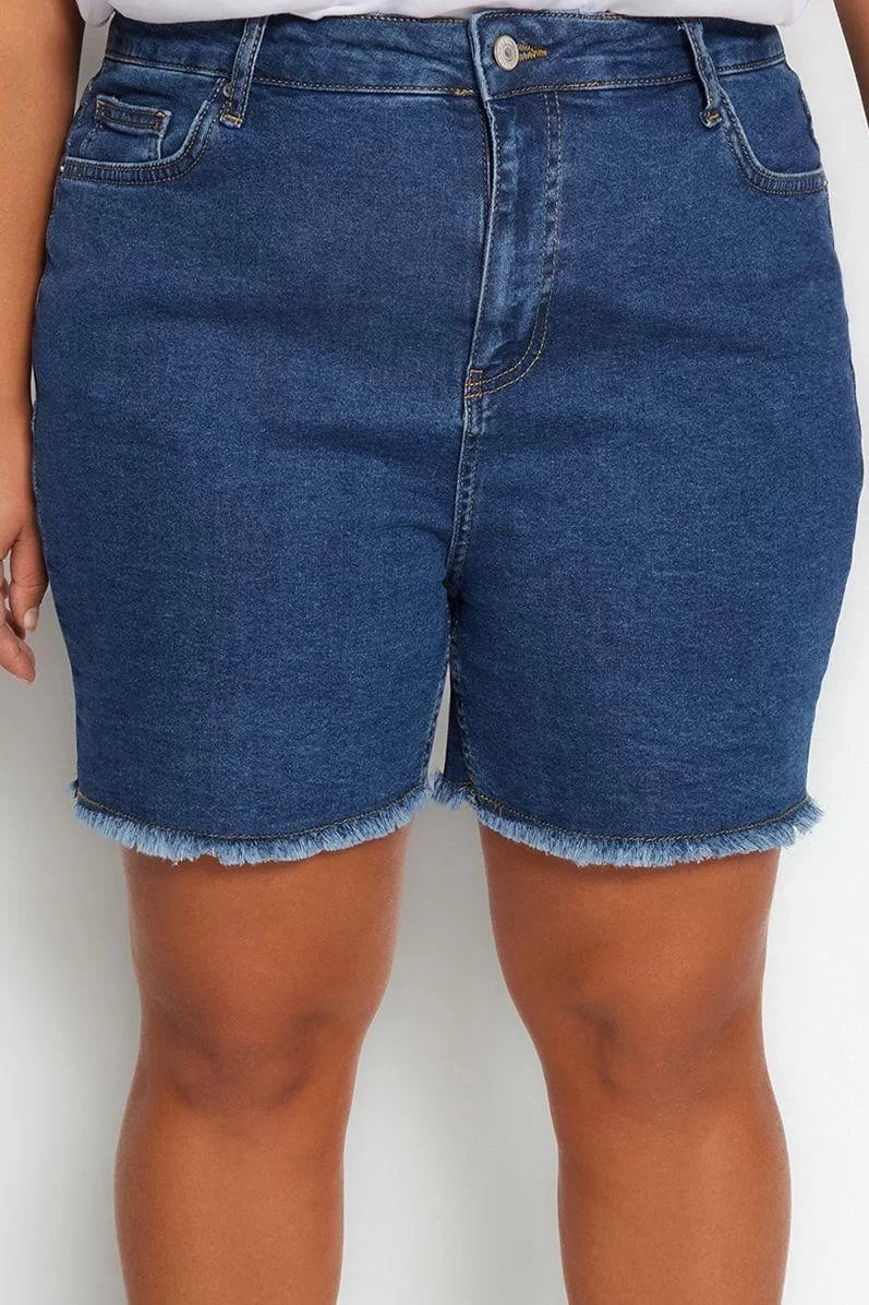 Plus Size Fashion Denim High Waist Skinny Leg Casual Black High Waist Skinny Shorts Bermuda