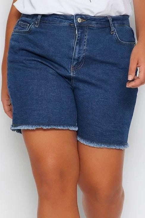 Plus Size Fashion Denim High Waist Skinny Leg Casual Black High Waist Skinny Shorts Bermuda