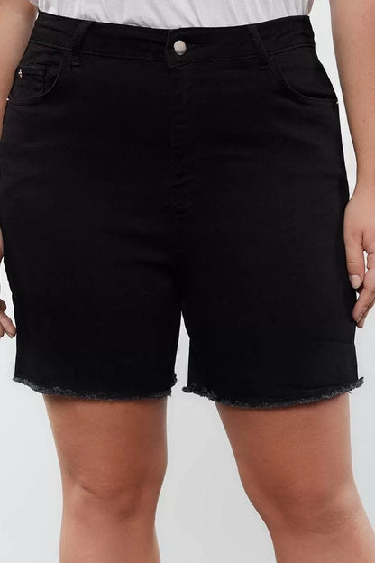 Plus Size Fashion Denim High Waist Skinny Leg Casual Black High Waist Skinny Shorts Bermuda