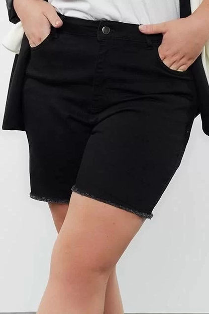 Plus Size Fashion Denim High Waist Skinny Leg Casual Black High Waist Skinny Shorts Bermuda