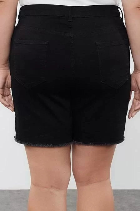 Plus Size Fashion Denim High Waist Skinny Leg Casual Black High Waist Skinny Shorts Bermuda