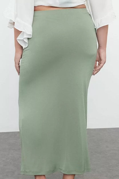 Modern Style Plus Size Unlined Woven Midi Length Maxi Length Sandy Slit Detailed Beach Wear Knitted Skirt