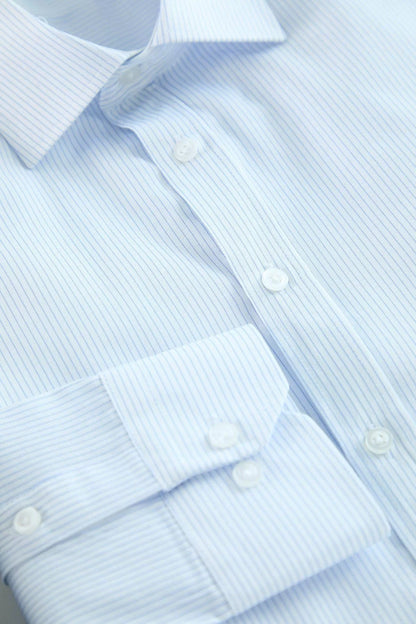 Stylish Striped Pattern Shirt Collar Slim Fit Easy Ironable Men's Striped Smart Shirt