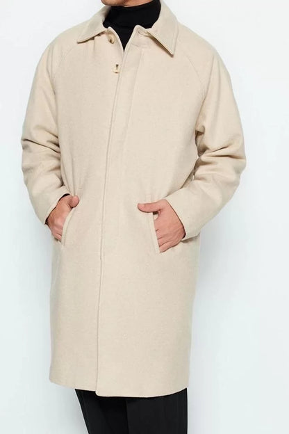 Design Plain Unlined Collar Long Regular Shirt Unisex Regular Fit Wool Blend Cashmere Winter Coat