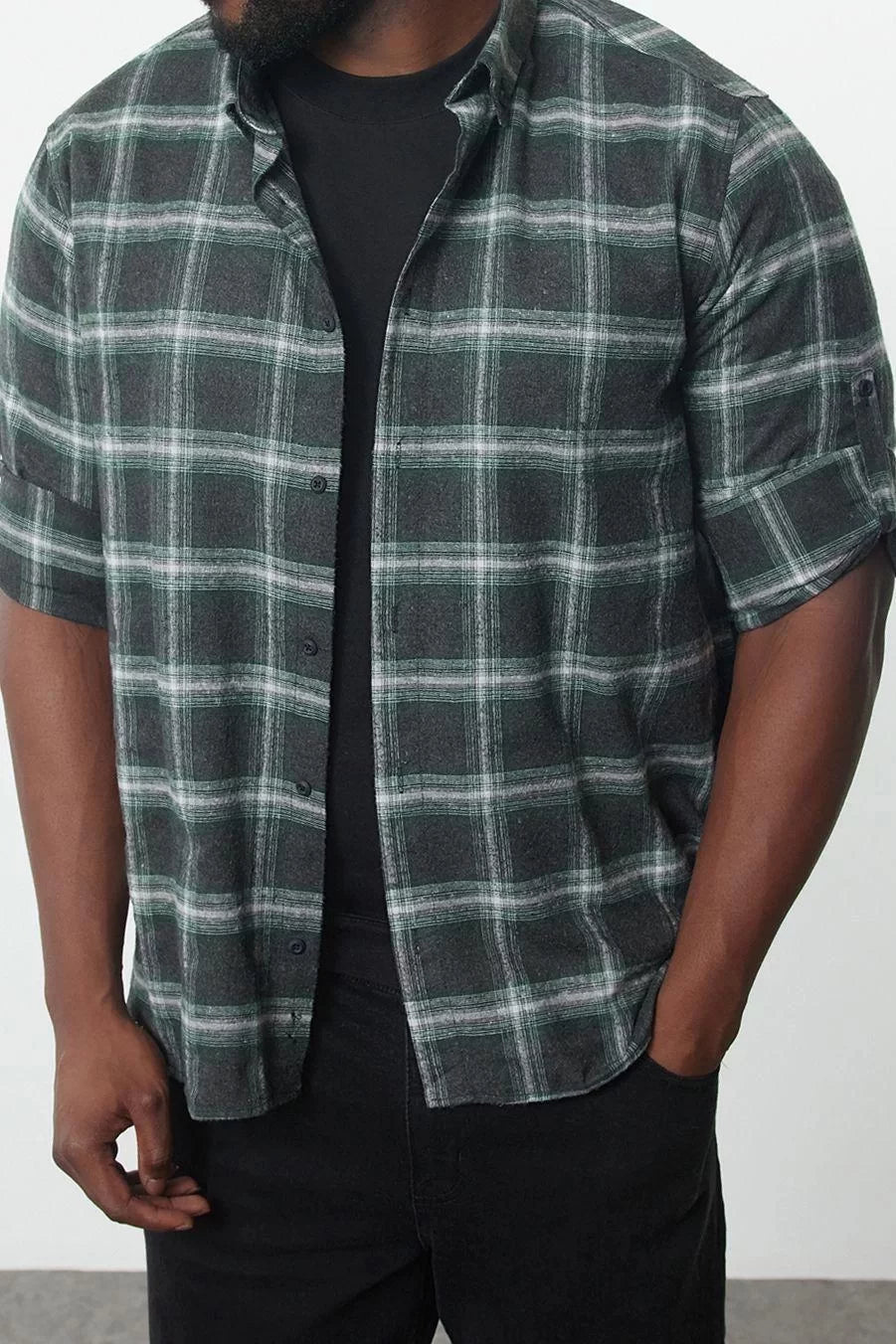 Stylish Plaid Check Pattern Shirt Collar Plus Size Winter Plaid Check Lumberjack Shirt