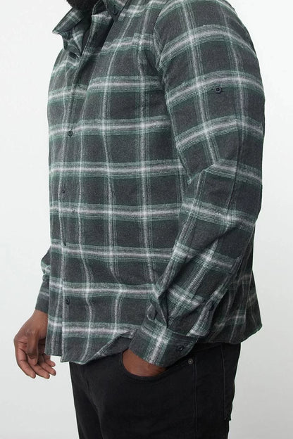 Stylish Plaid Check Pattern Shirt Collar Plus Size Winter Plaid Check Lumberjack Shirt