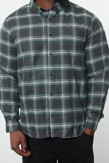 Stylish Plaid Check Pattern Shirt Collar Plus Size Winter Plaid Check Lumberjack Shirt