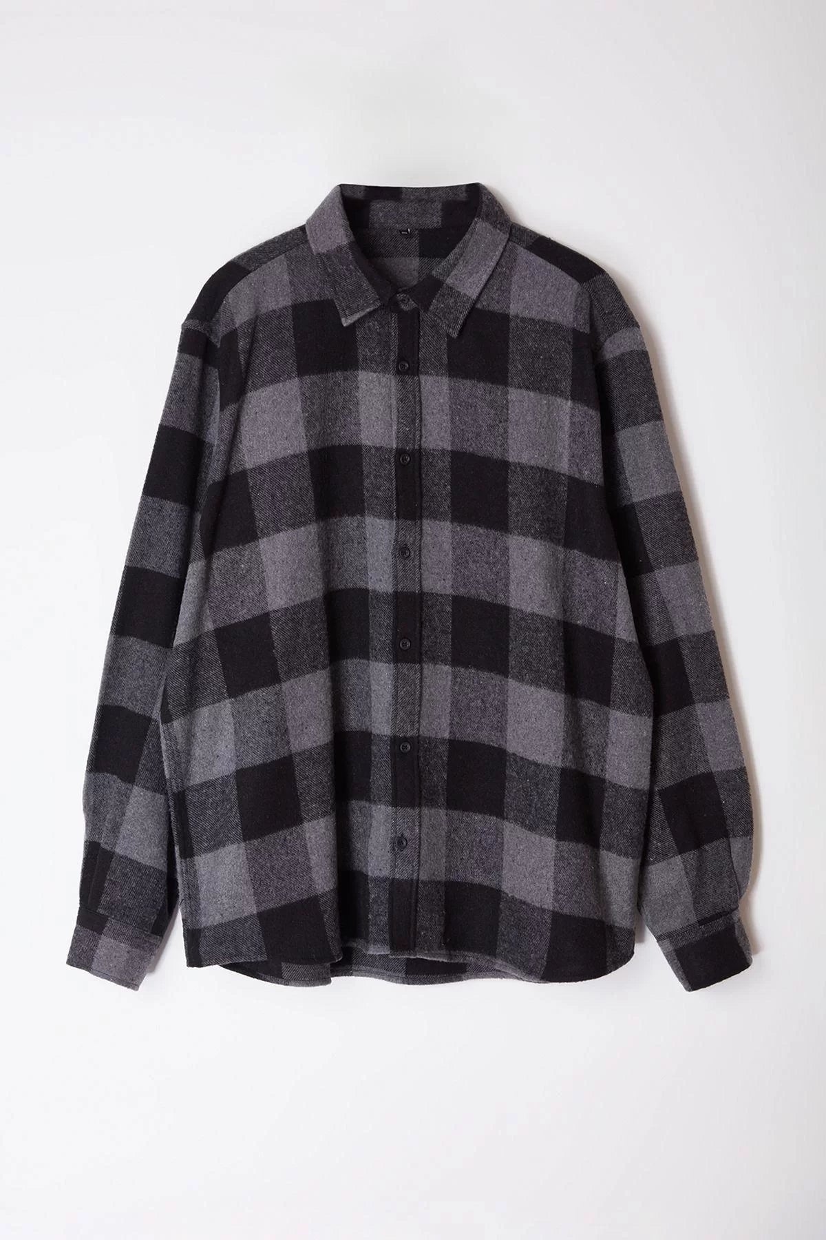 Stylish Plaid Checkered Pattern Shirt Collar Plus Size Winter Plaid Lumberjack Shirt