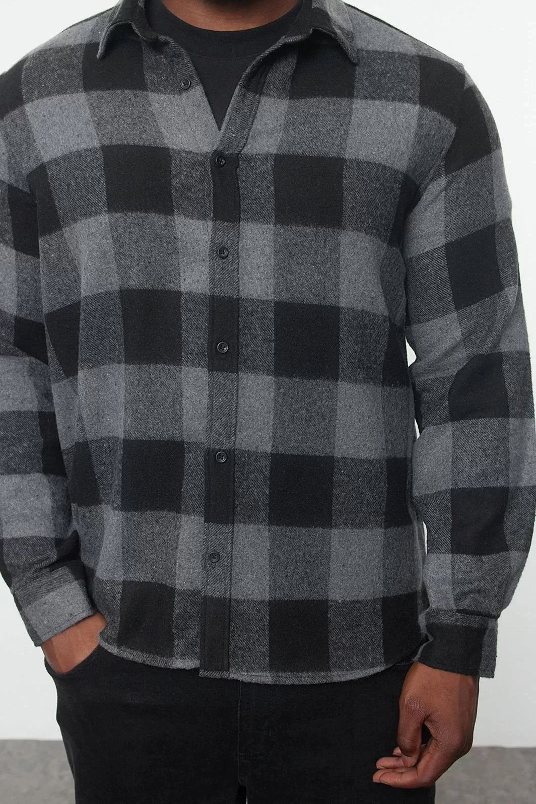 Stylish Plaid Checkered Pattern Shirt Collar Plus Size Winter Plaid Lumberjack Shirt