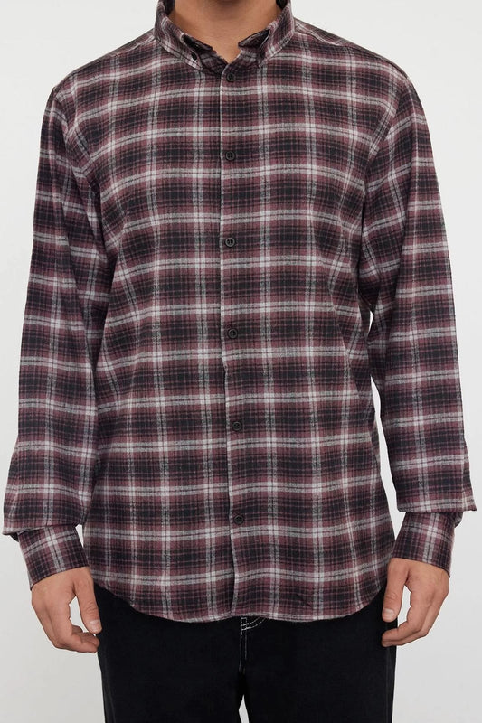 Stylish Plaid Check Pattern Button-down Collar Regular Fit Plaid Patterned Unisex Lumberjack Flannel Shirt