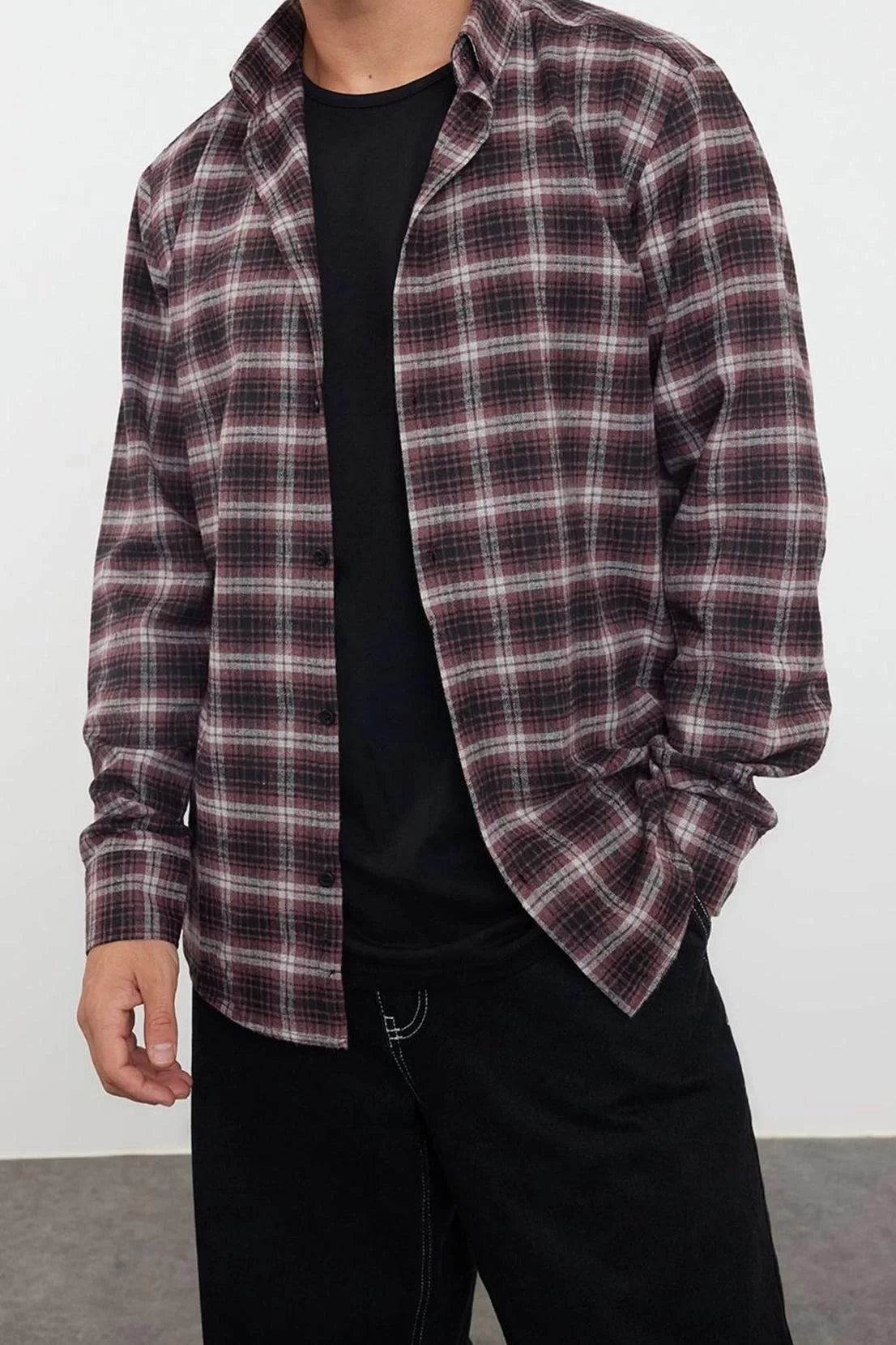 Stylish Plaid Check Pattern Button-down Collar Regular Fit Plaid Patterned Unisex Lumberjack Flannel Shirt