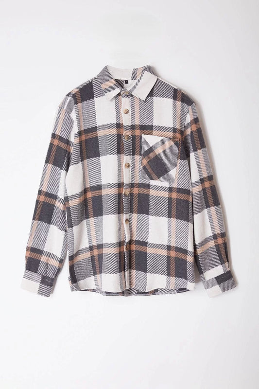 Stylish Plaid Checkered Pattern Shirt Collar Unisex Regular Fit Winter Plaid Plaid Lumberjack Jacket Shirt