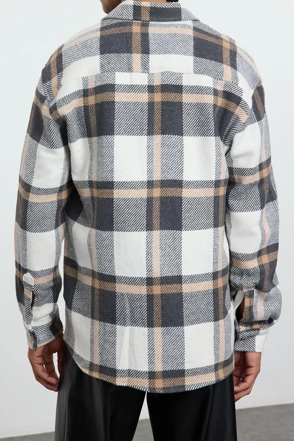 Stylish Plaid Checkered Pattern Shirt Collar Unisex Regular Fit Winter Plaid Plaid Lumberjack Jacket Shirt