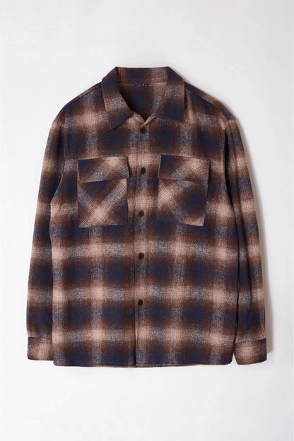 Stylish Plaid Checkered Pattern Shirt Collar Regular Fit Winter Plaid Plaid Lumberjack Jacket Shirt